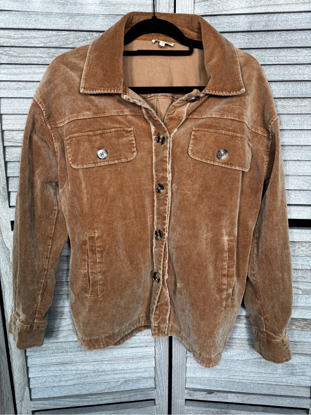 Mystree Brown Corduroy Shacket Jacket Medium 100% Cotton Oversized